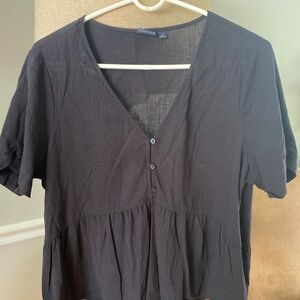 GAP Charcoal V-Neck Buttoned Blouse